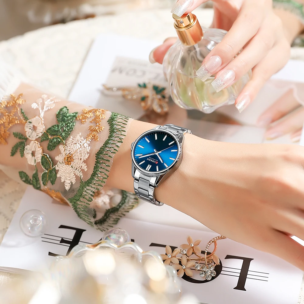 CURREN Fashion Brand Couple Watches for Lovers Simple Classic Quartz Stainless Steel Bracelet Wristwatches with Luminous Hands