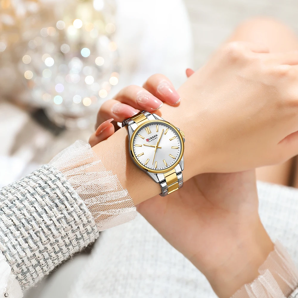 CURREN Fashion Brand Couple Watches for Lovers Simple Classic Quartz Stainless Steel Bracelet Wristwatches with Luminous Hands