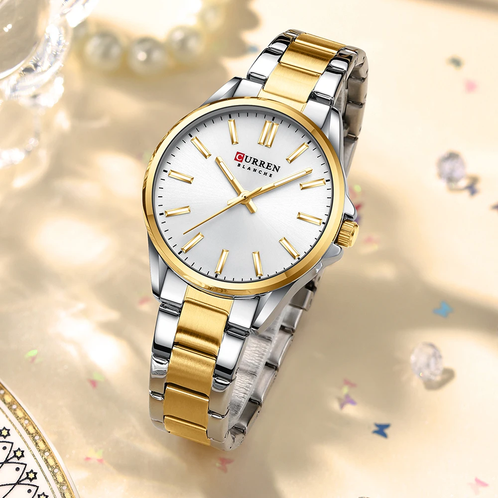 CURREN Fashion Brand Couple Watches for Lovers Simple Classic Quartz Stainless Steel Bracelet Wristwatches with Luminous Hands