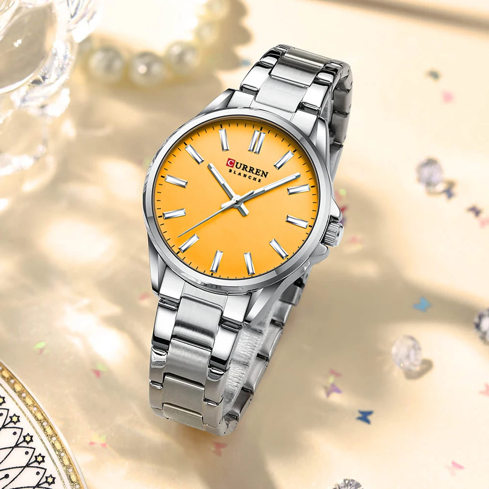 CURREN Fashion Brand Couple Watches for Lovers Simple Classic Quartz Stainless Steel Bracelet Wristwatches with Luminous Hands