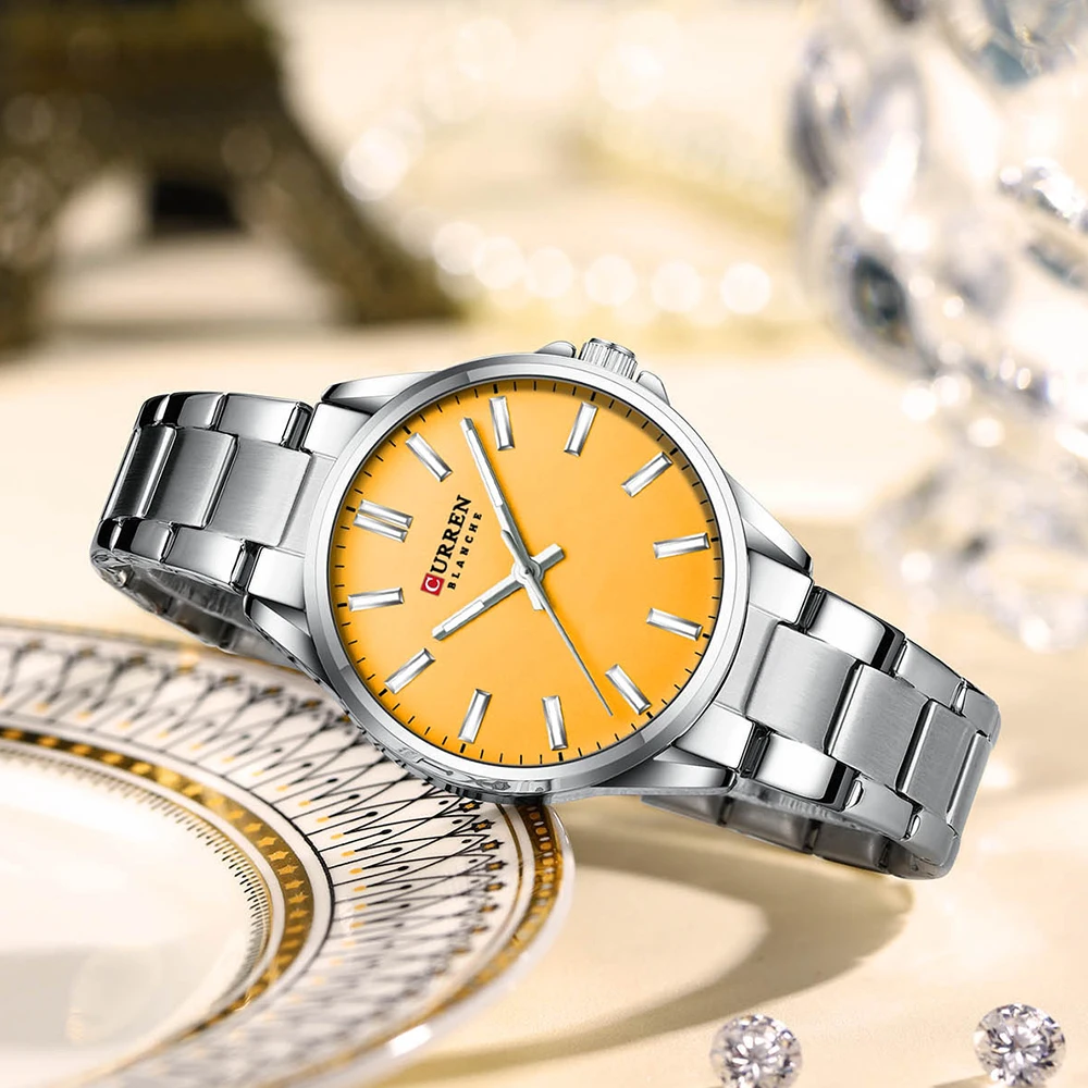 CURREN Fashion Brand Couple Watches for Lovers Simple Classic Quartz Stainless Steel Bracelet Wristwatches with Luminous Hands