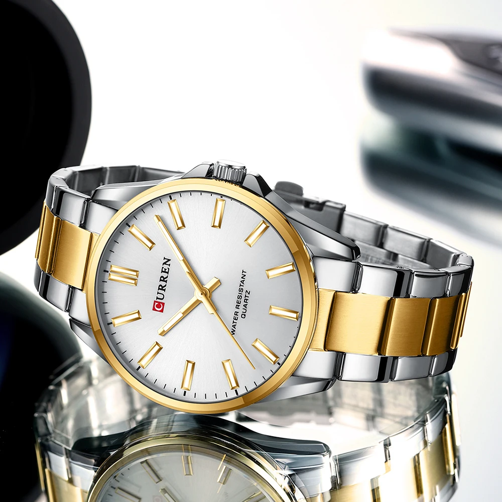 CURREN Fashion Brand Couple Watches for Lovers Simple Classic Quartz Stainless Steel Bracelet Wristwatches with Luminous Hands