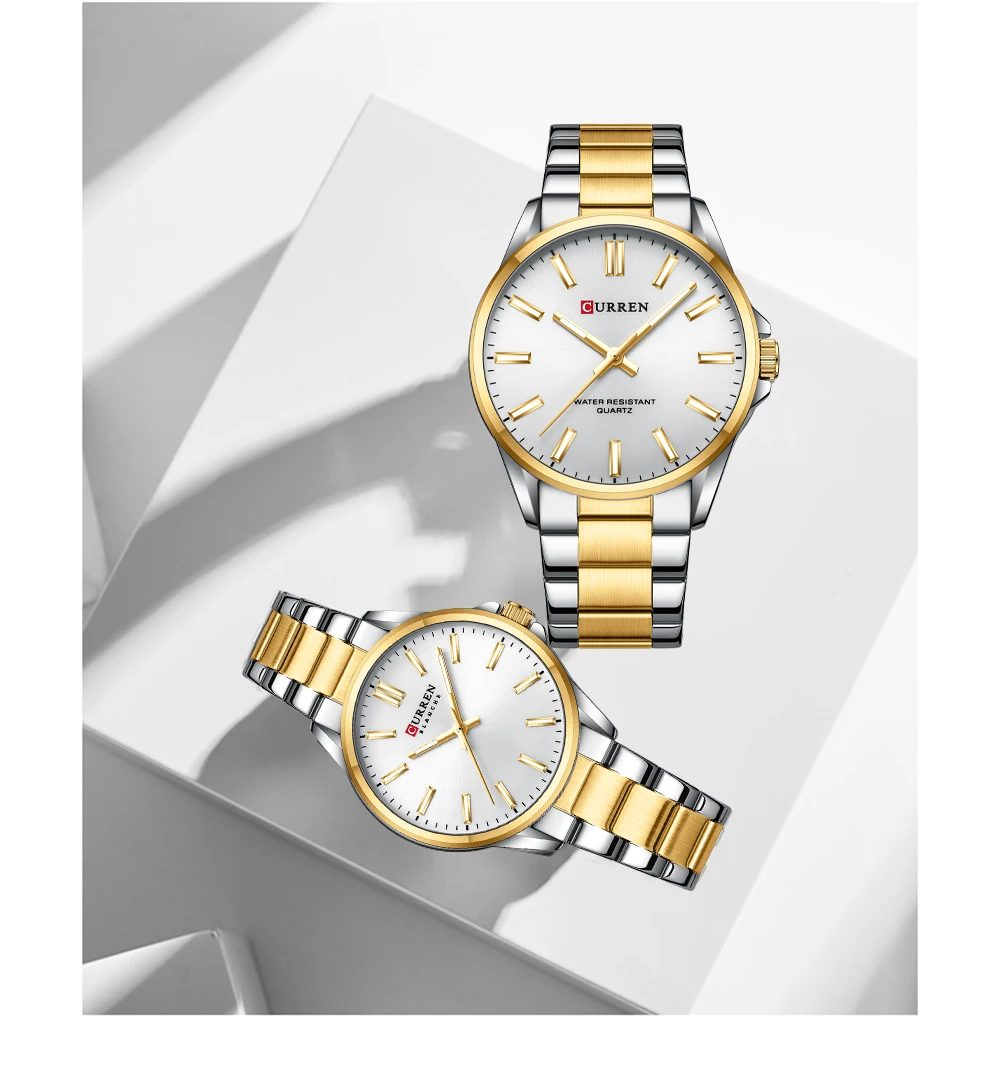 CURREN Fashion Brand Couple Watches for Lovers Simple Classic Quartz Stainless Steel Bracelet Wristwatches with Luminous Hands