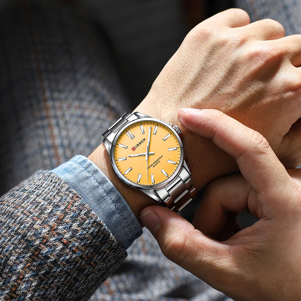 CURREN Fashion Brand Couple Watches for Lovers Simple Classic Quartz Stainless Steel Bracelet Wristwatches with Luminous Hands