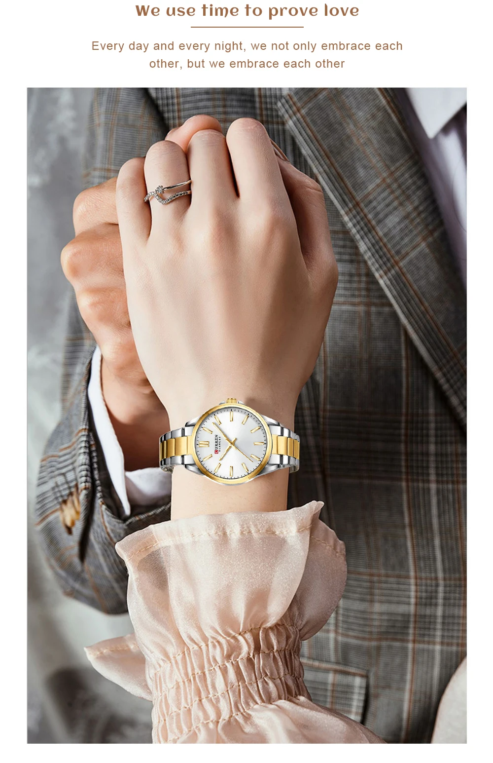 CURREN Fashion Brand Couple Watches for Lovers Simple Classic Quartz Stainless Steel Bracelet Wristwatches with Luminous Hands