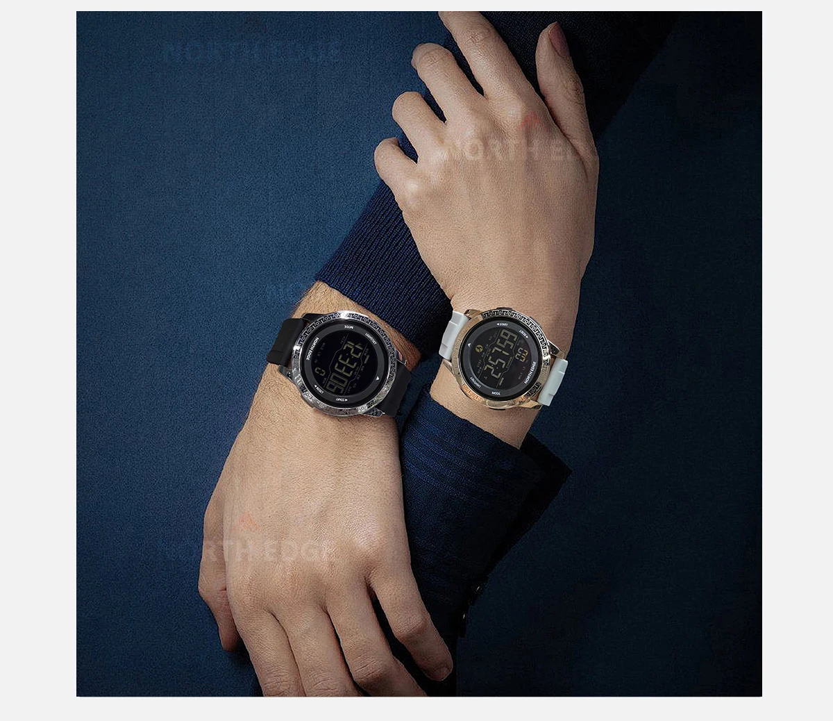 NORTH EDGE APOLLO Luxury Men Women Digital Watch Waterproof 50M Sports Watches Dual Time Pedometer Alarm Clock Couple's Watches