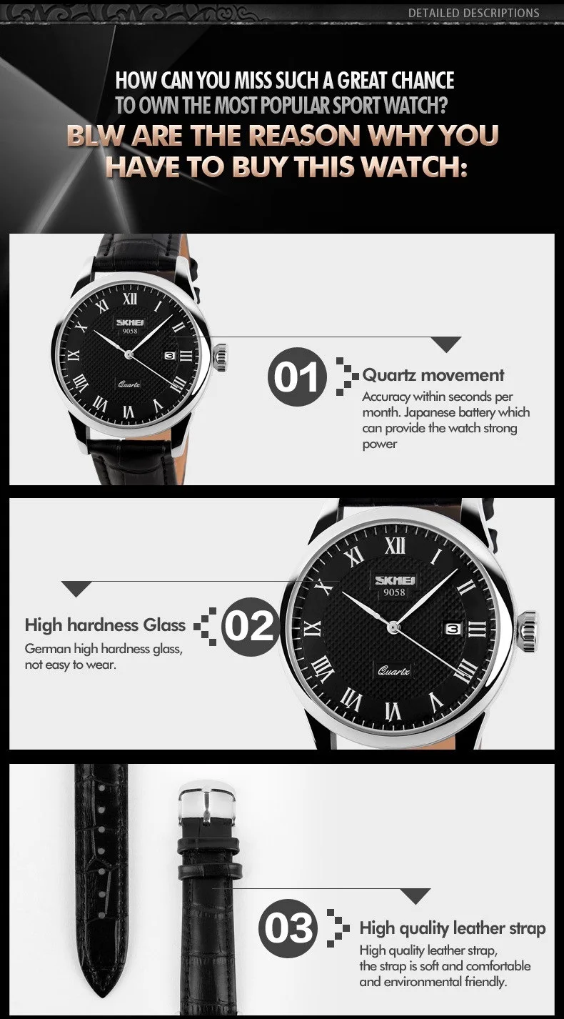 SKMEI 9058 Brand Lovers Quartz Watch Love Witness Time Watches Women Men Fashion Casual Leather Strap Waterproof Wristwatches