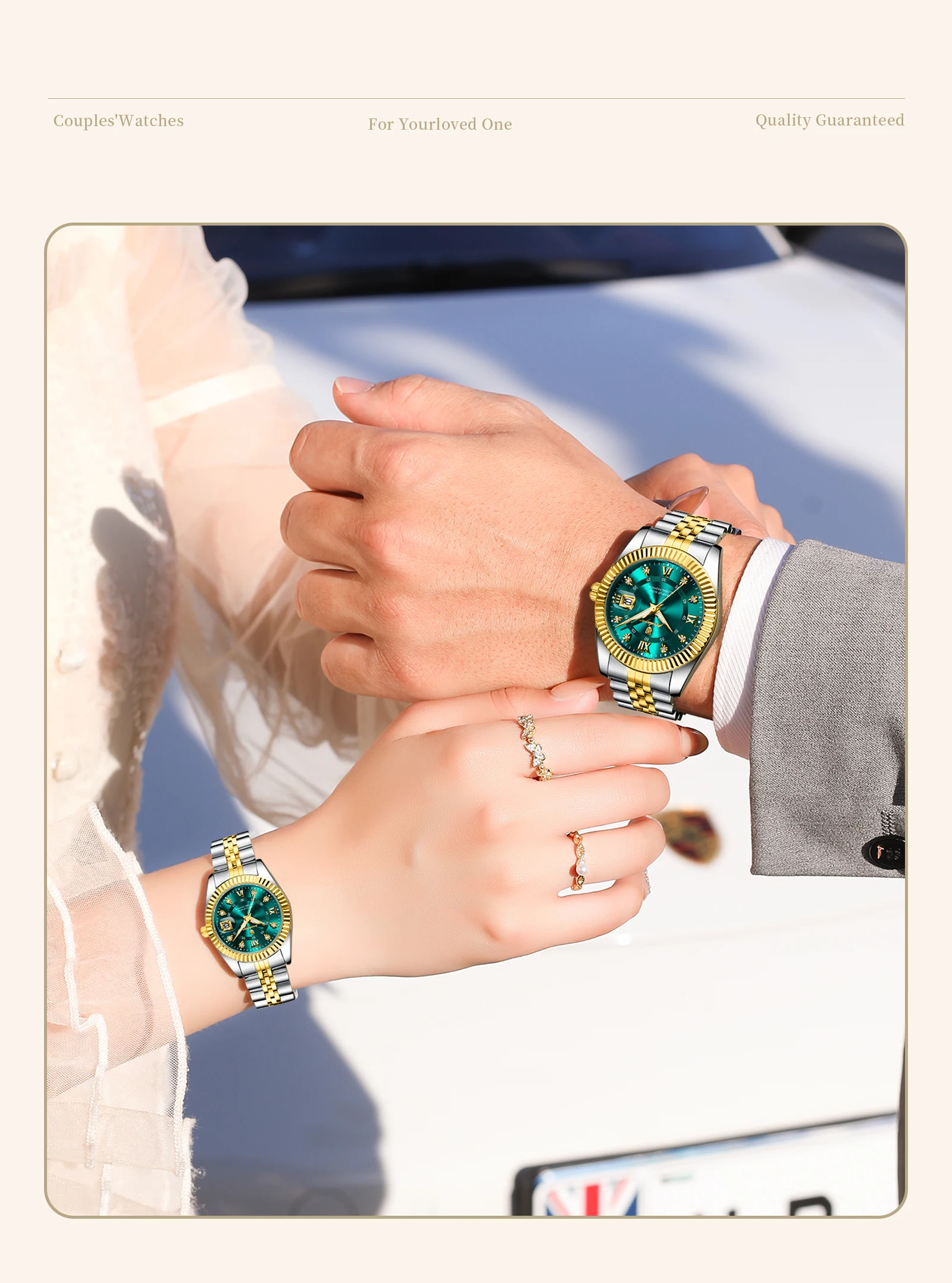 POEDAGAR Top Luxury Couple's Watches Luminous Date Classic Watches For Couple Quartz Stainless Steel Couple Watch Lovers Set+Box