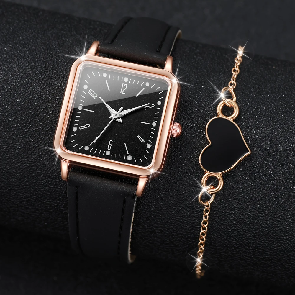 2/4PCS Fashion Minimalist Watch Luxury Men's and Women's Leather Belt Business Leisure Bracelet Quartz Watch