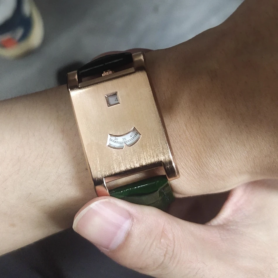 Men's Stainless Steel Square Watch Unique Jump Hour Digital Wristwatch Fashion Bracelet Quartz Watch Reloj Hombre Leather Strap