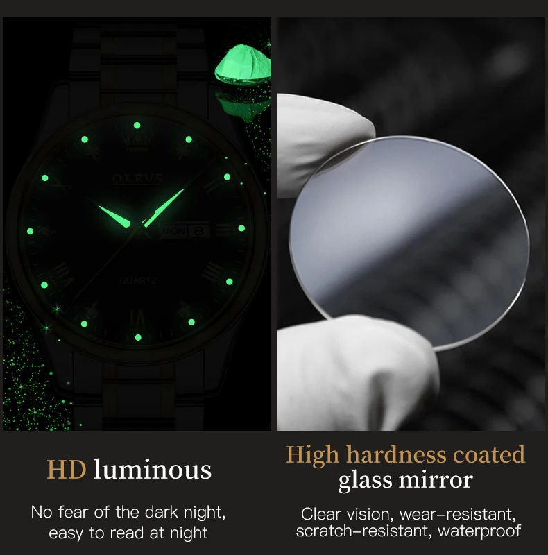 OLEVS 5563 Couple Watch Luxury Gold Diamond Dual Calendar Waterproof Watch Fashion Brand Quartz Appointment Clock Couple Watch