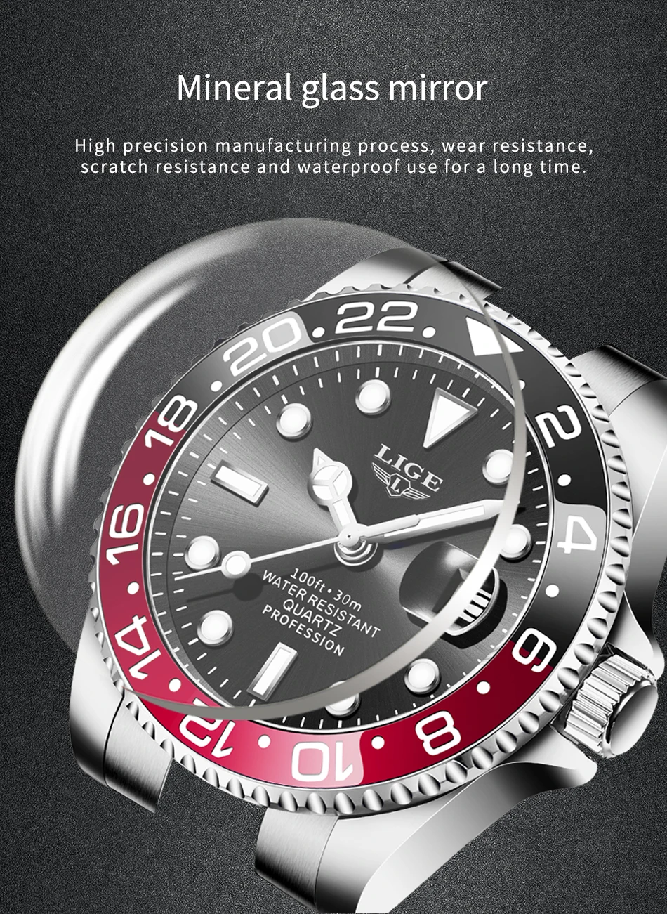 LIGE New Luxury Couple Watches Quartz Watches 30M Waterproof Fashion Stainless Steel Watch Valentine Gift Love Watch +Box
