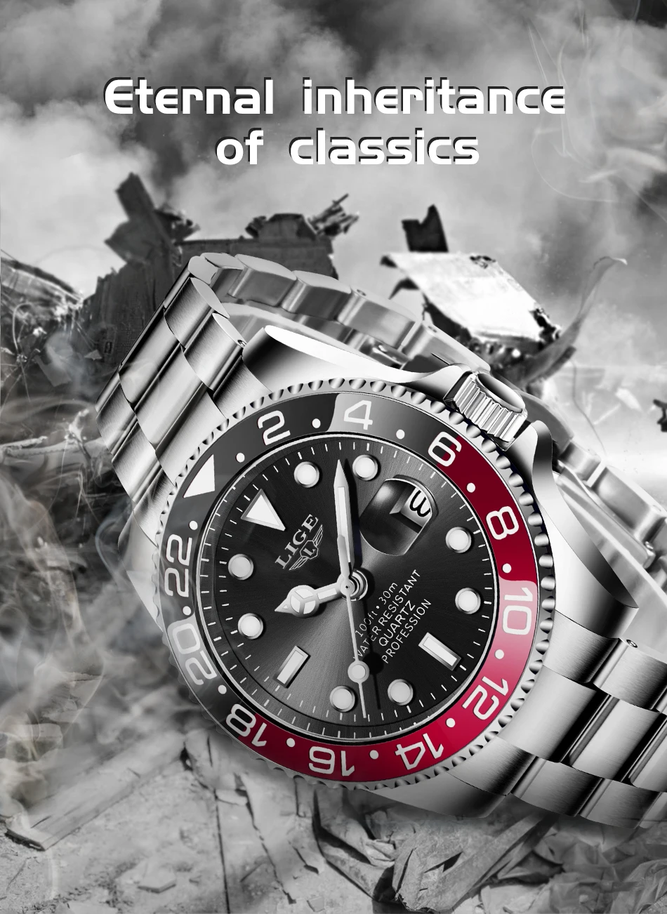 LIGE New Luxury Couple Watches Quartz Watches 30M Waterproof Fashion Stainless Steel Watch Valentine Gift Love Watch +Box