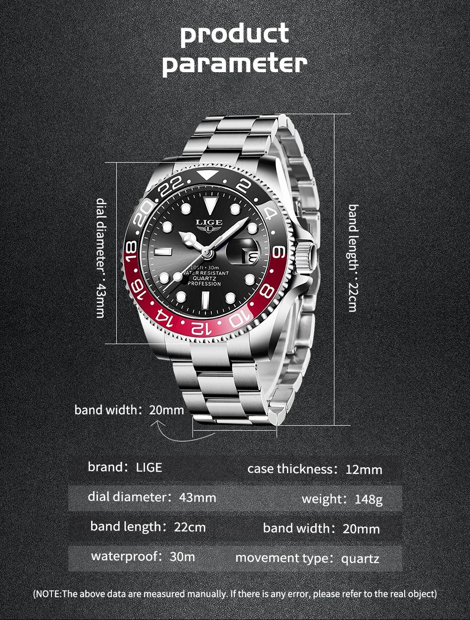 LIGE New Luxury Couple Watches Quartz Watches 30M Waterproof Fashion Stainless Steel Watch Valentine Gift Love Watch +Box