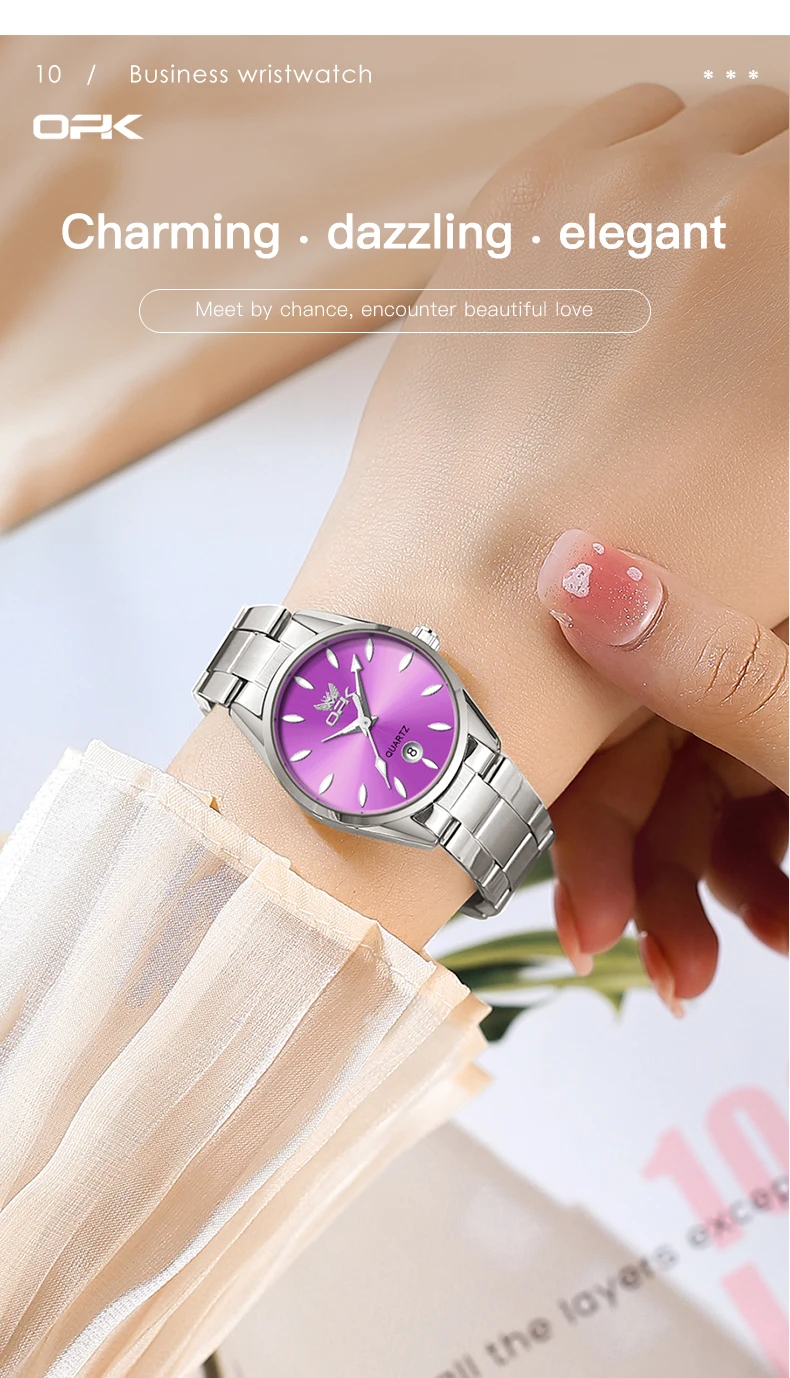 OPK 6038 Couple Watches Stainless steel Belt Deep Waterproof Calendar Hand Clock