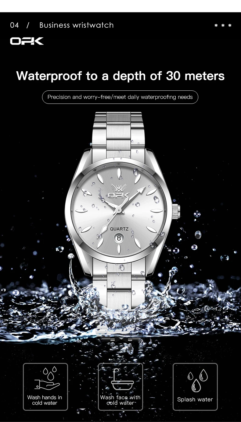 OPK 6038 Couple Watches Stainless steel Belt Deep Waterproof Calendar Hand Clock