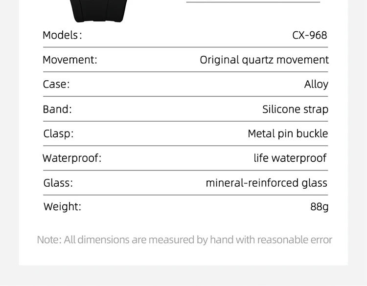 CHENXI Men's Luxury Chronograph Sport Quartz Watch Waterproof Luminous Silicone Strap Fashion Relogio Masculino for Gentlemen