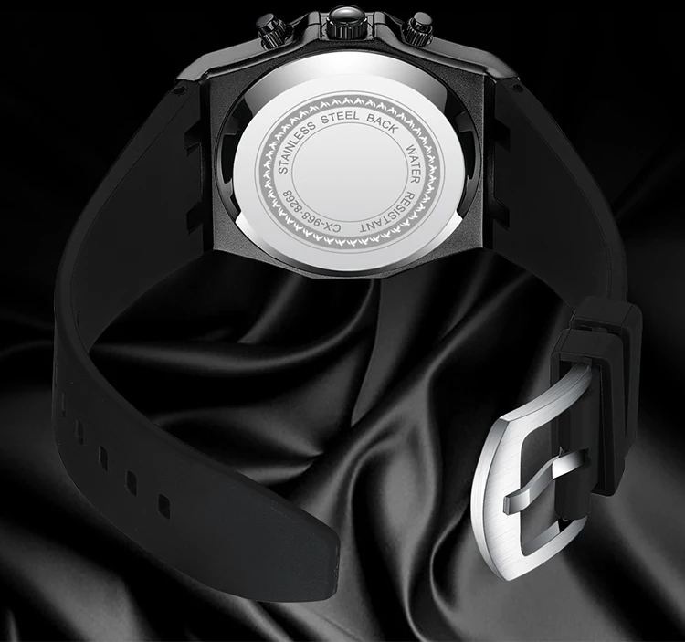 CHENXI Men's Luxury Chronograph Sport Quartz Watch Waterproof Luminous Silicone Strap Fashion Relogio Masculino for Gentlemen