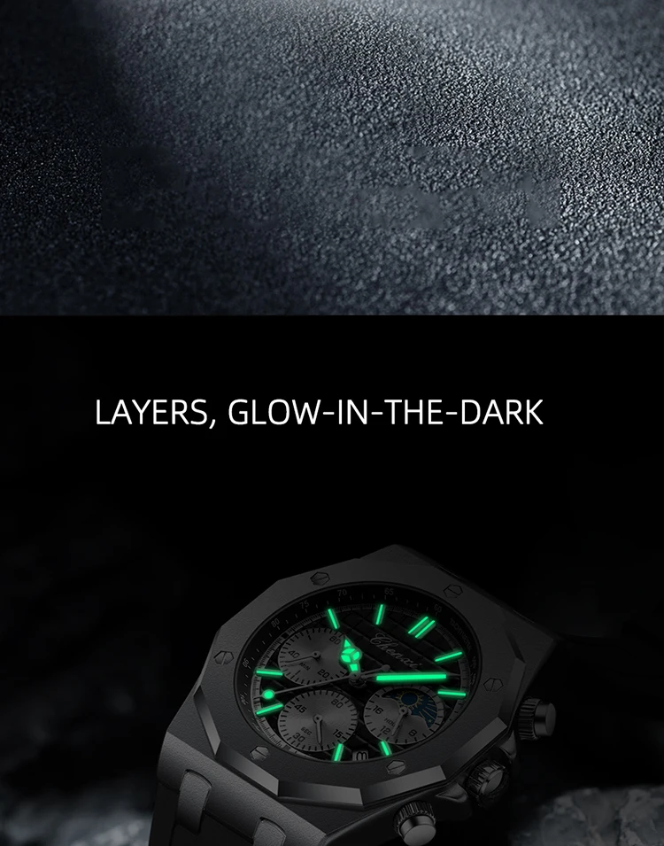 CHENXI Men's Luxury Chronograph Sport Quartz Watch Waterproof Luminous Silicone Strap Fashion Relogio Masculino for Gentlemen