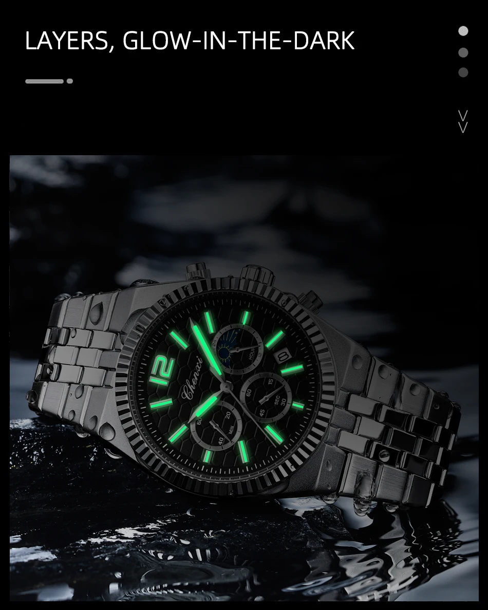 CHENXI Original Men Quartz Watch Waterproof Business Chronograph Man Wristwatch Luminous Fashion Steel Strap Watch for Men