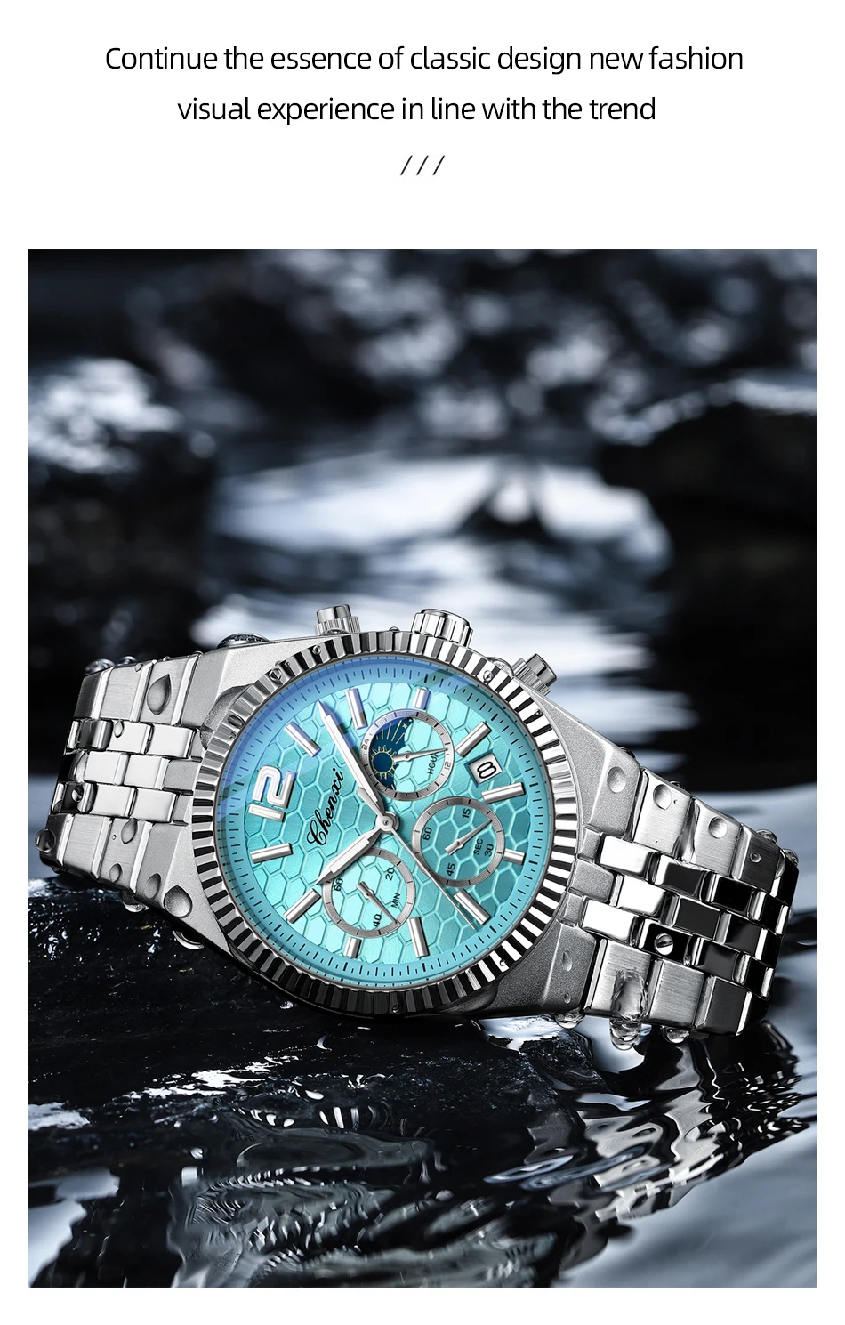 CHENXI Original Men Quartz Watch Waterproof Business Chronograph Man Wristwatch Luminous Fashion Steel Strap Watch for Men