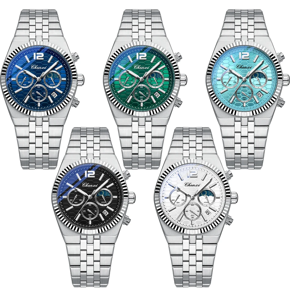 CHENXI Original Men Quartz Watch Waterproof Business Chronograph Man Wristwatch Luminous Fashion Steel Strap Watch for Men