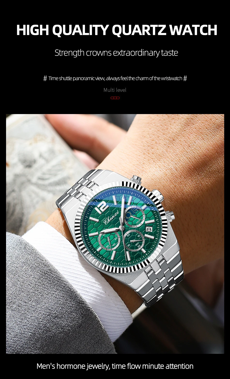 CHENXI Original Men Quartz Watch Waterproof Business Chronograph Man Wristwatch Luminous Fashion Steel Strap Watch for Men