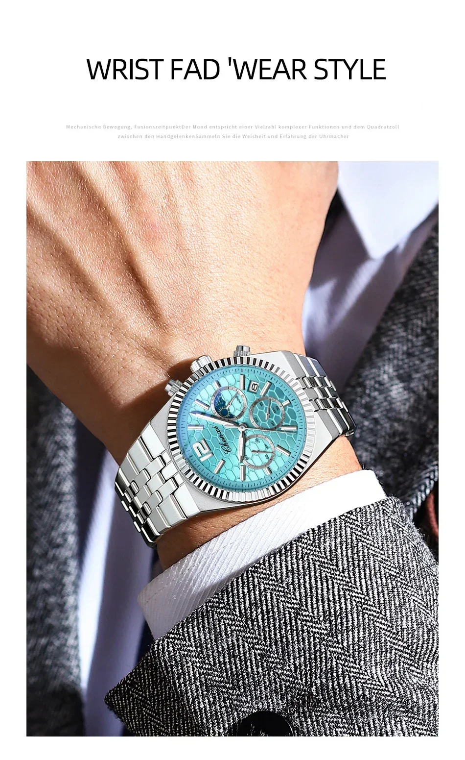 CHENXI Original Men Quartz Watch Waterproof Business Chronograph Man Wristwatch Luminous Fashion Steel Strap Watch for Men