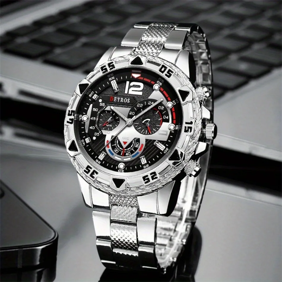 Men Watch 2pcs/set, Classic Fashion Men's Business Quartz Watches Sets Analog Casual Wrist Watch Sets, Gifts for Men.