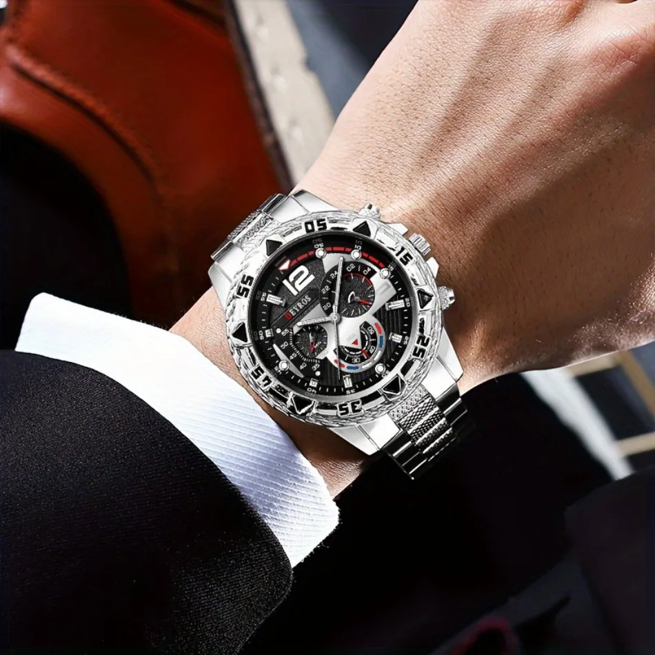 Men Watch 2pcs/set, Classic Fashion Men's Business Quartz Watches Sets Analog Casual Wrist Watch Sets, Gifts for Men.