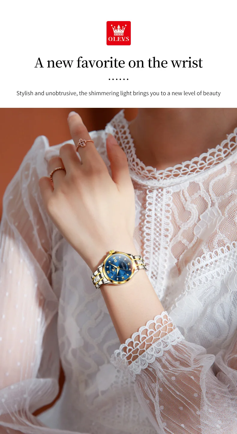 OLEVS 2906 Couple Watch Original Roman Scale Diamond Dial Luxury Quartz Watch For Men Women Rhombus Strap Waterproof Hand Clock