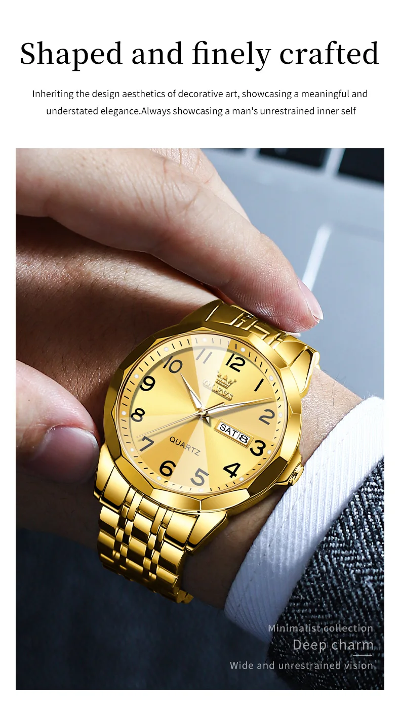 OLEVS 9970 Couple Watch For Men Women Luxury Number Dial Rhombus Mirror Quartz Hand Clock Stainless Steel Original Dress Watches