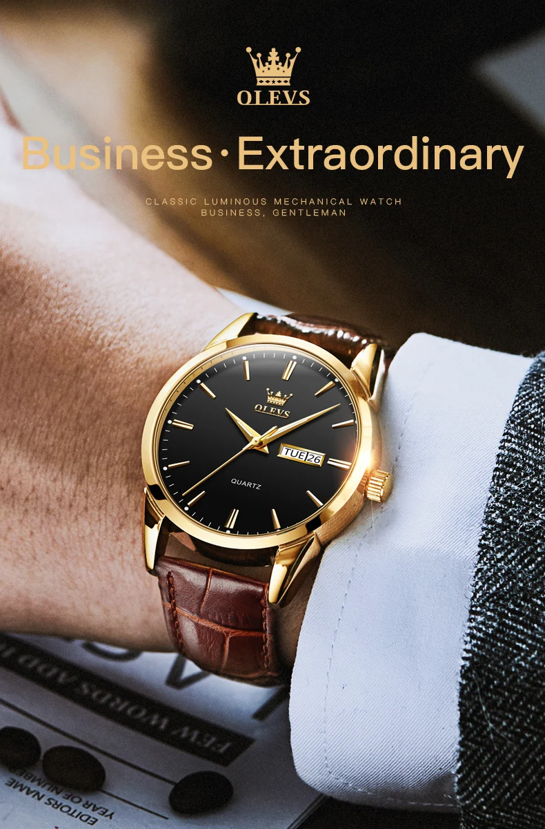 OLEVS 6898 Couple's Watches Luxury Original Fashion Brand Waterproof Luminous Quartz Wristwatch Calendar Design For Date Sport
