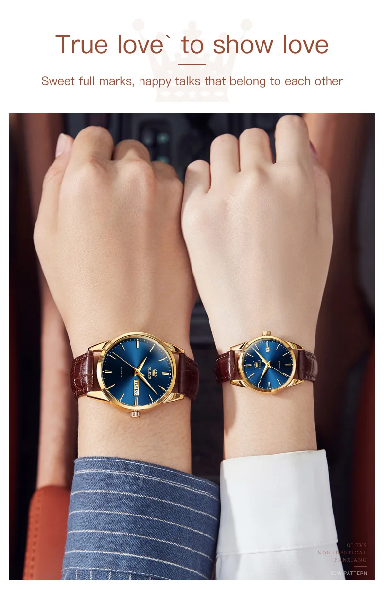 OLEVS 6898 Couple's Watches Luxury Original Fashion Brand Waterproof Luminous Quartz Wristwatch Calendar Design For Date Sport
