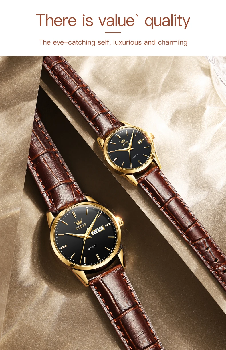 OLEVS 6898 Couple's Watches Luxury Original Fashion Brand Waterproof Luminous Quartz Wristwatch Calendar Design For Date Sport