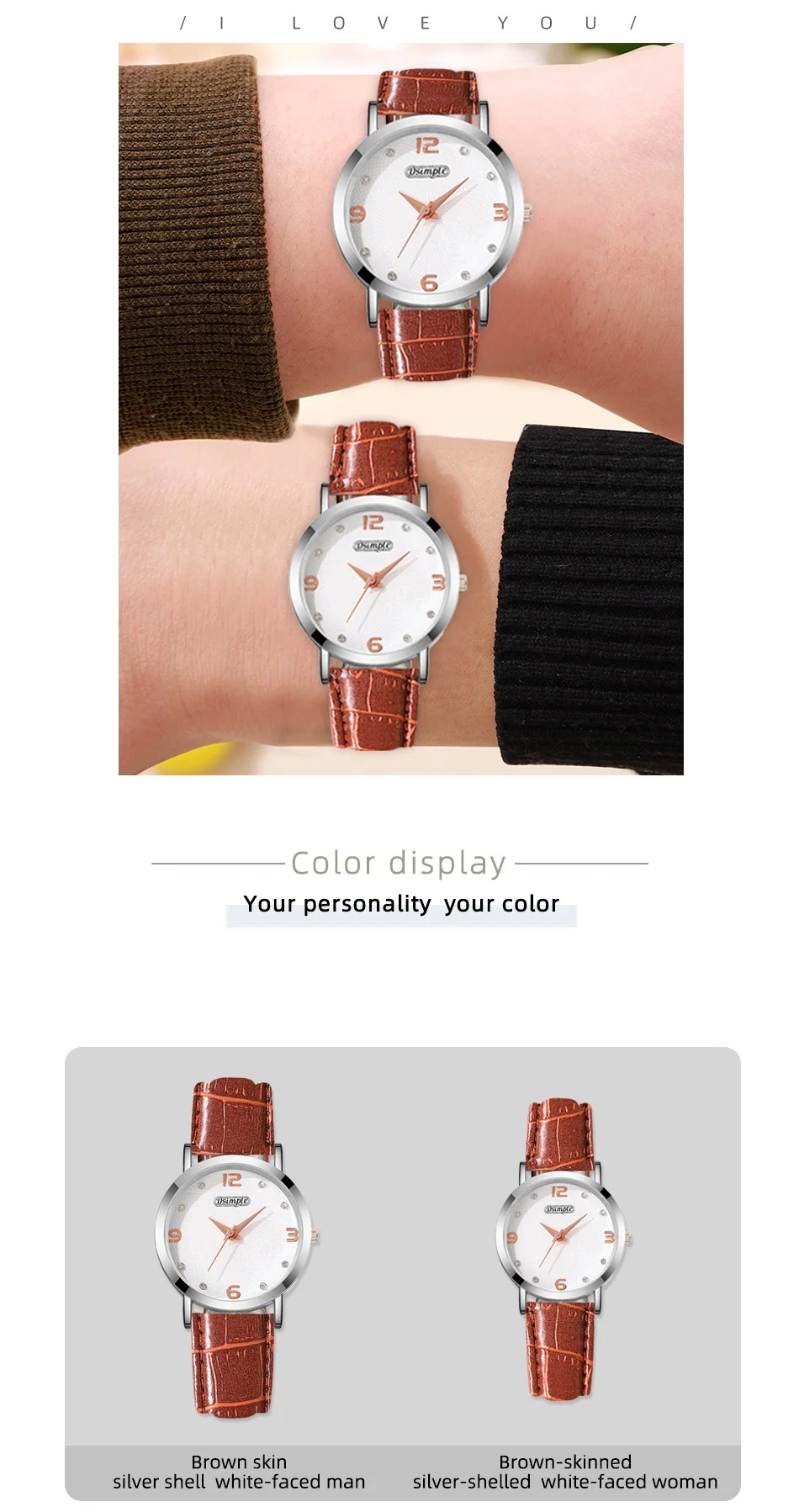 2PCS Fashion Couple Set Watches Luxury Men Women Business Casual Leather Quartz Watch Simple Brown Wristwatch Reloj Mujer