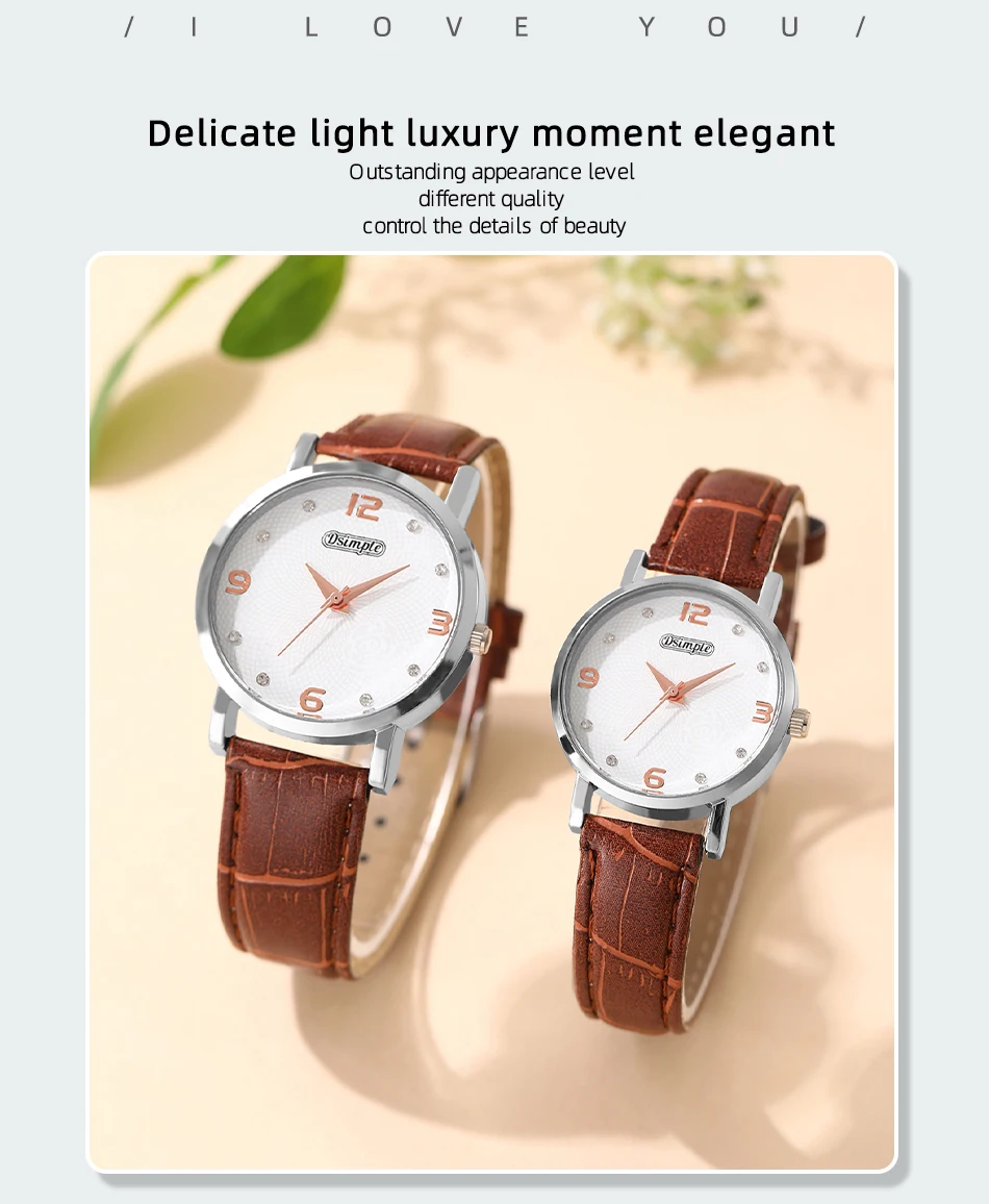 2PCS Fashion Couple Set Watches Luxury Men Women Business Casual Leather Quartz Watch Simple Brown Wristwatch Reloj Mujer