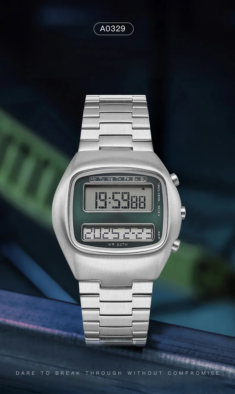 TV Design Style Luxury Alarm Timepiece Retro Display Digital Matching Lovers Gift Heuer Good with Maxell Battery Classic Watch