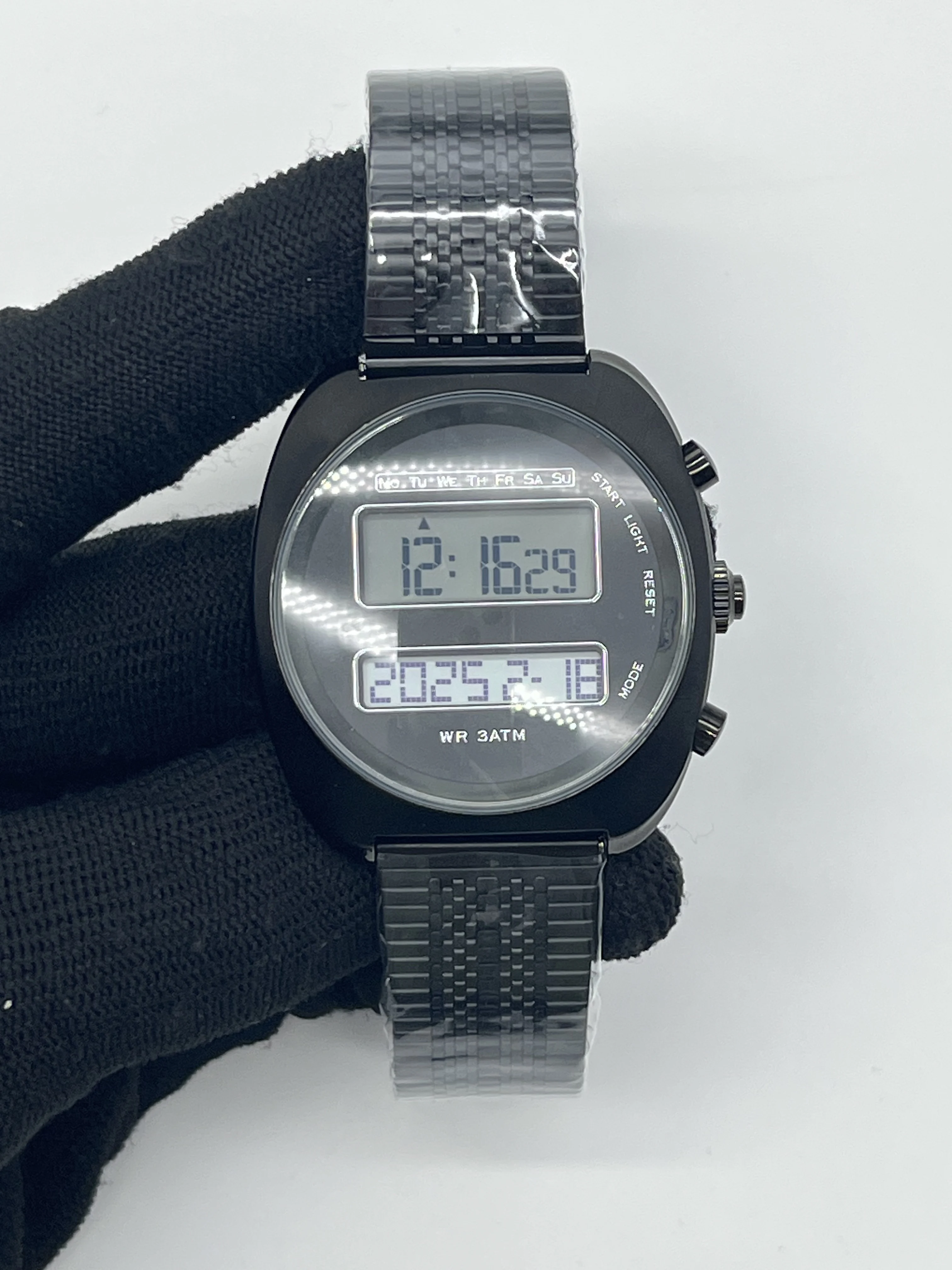 Vintage Futuristic Design Watch ChronoD Retro 1970s Electronic Dual Display Watch LCD Stainless Steel Case