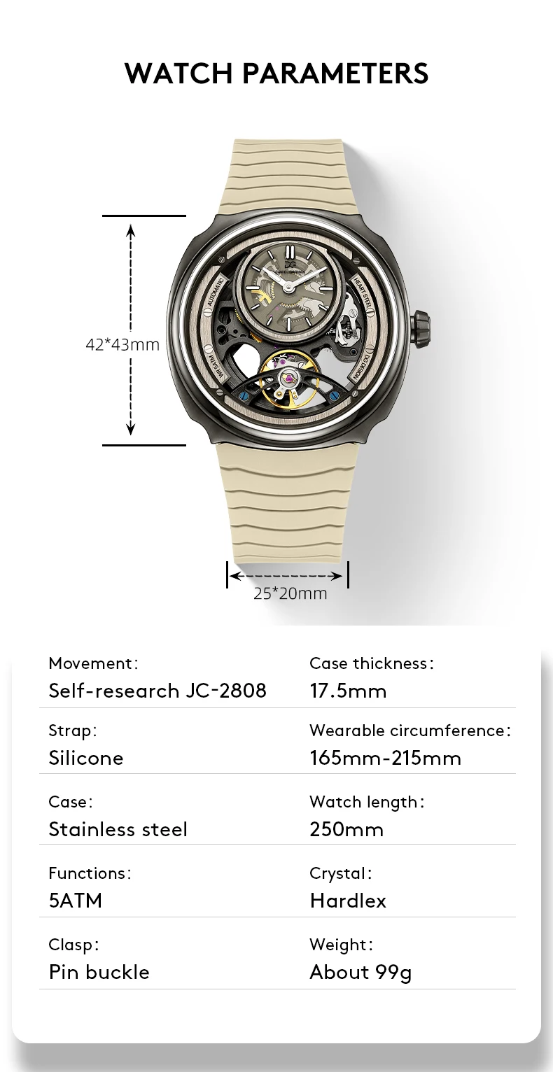 Bright Future Automatic Watch Silicone Strap 5 ATM Waterproof Mechanical Watches Daniel Gorman Watch Excellent Quality