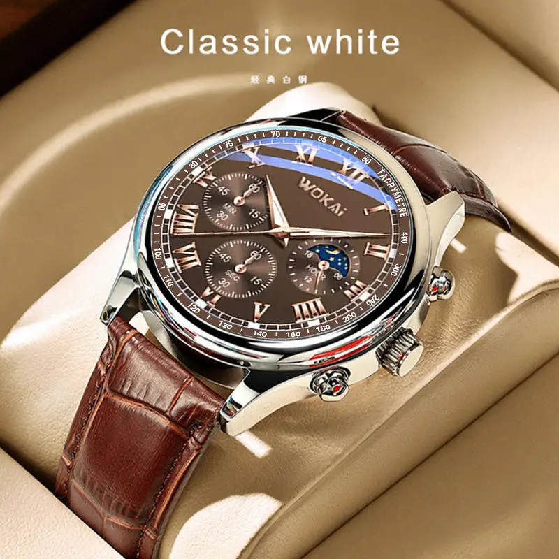 Hot Sales Brown Leather Watch For Men Casual Business Men's Wristwatches Fashion Quartz Clock Reloj Hombre Relogios Masculino