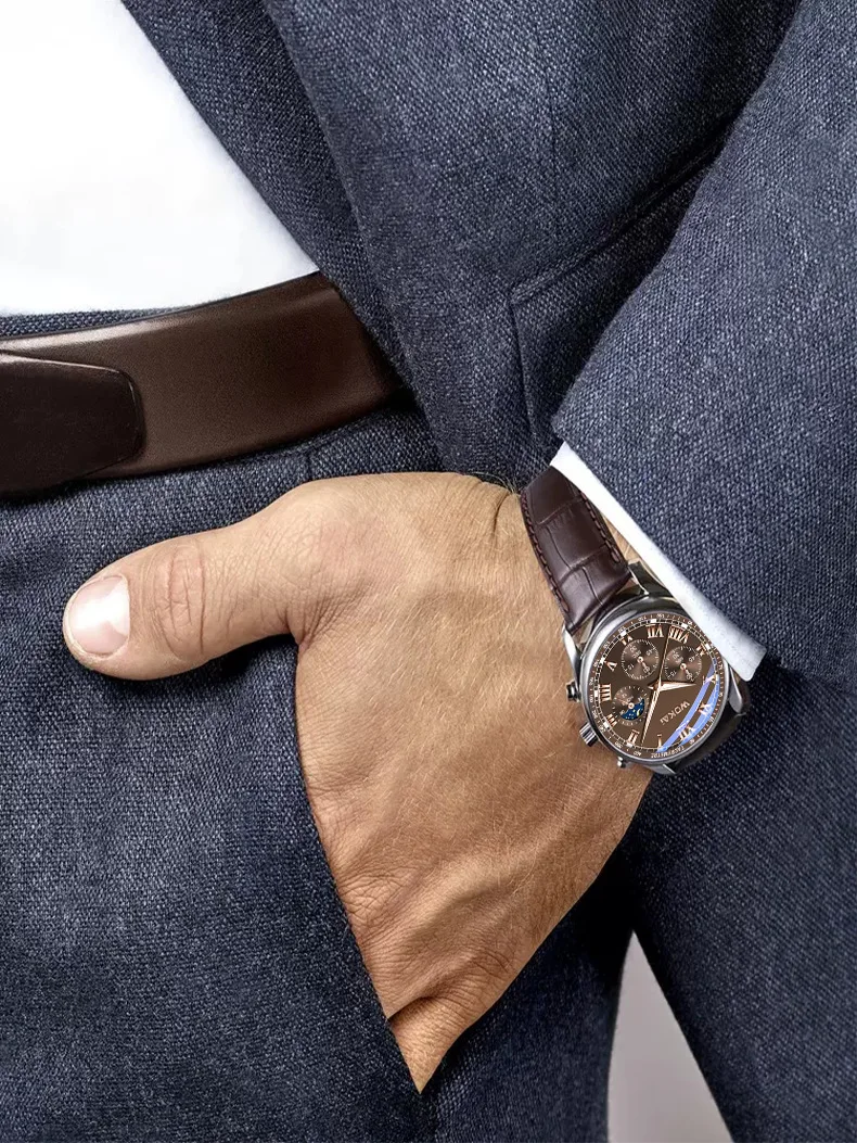 Hot Sales Brown Leather Watch For Men Casual Business Men's Wristwatches Fashion Quartz Clock Reloj Hombre Relogios Masculino
