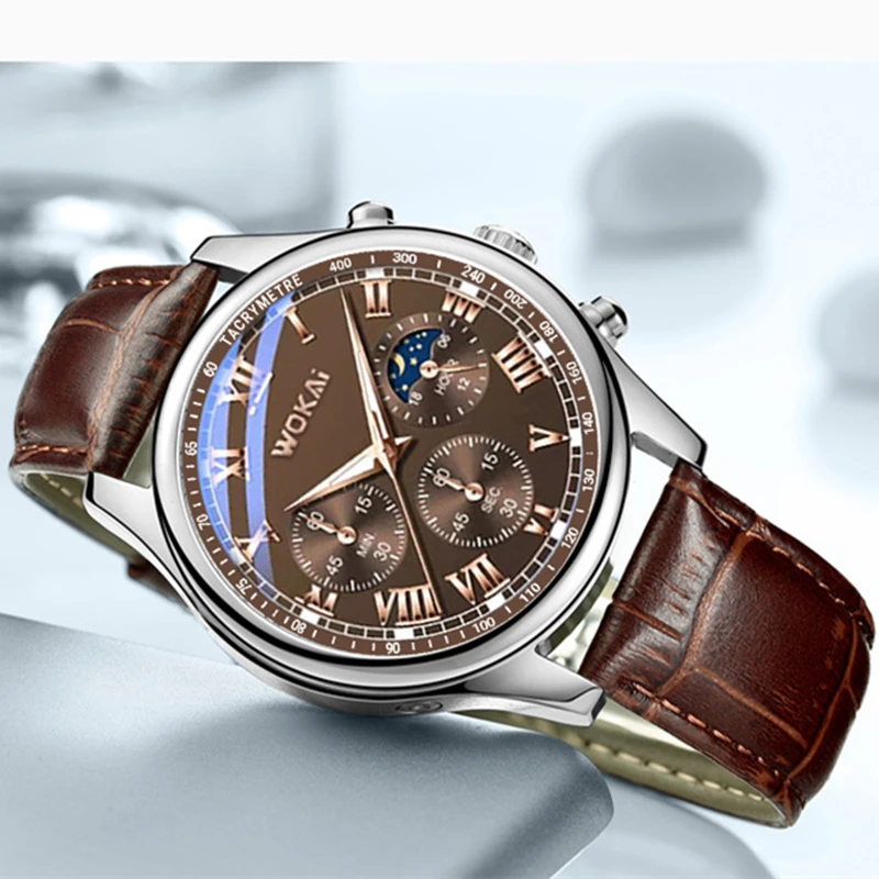 Hot Sales Brown Leather Watch For Men Casual Business Men's Wristwatches Fashion Quartz Clock Reloj Hombre Relogios Masculino