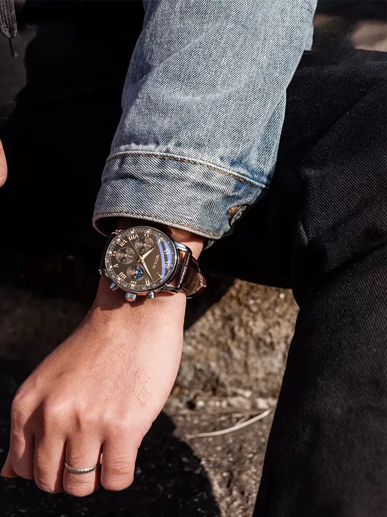 Hot Sales Brown Leather Watch For Men Casual Business Men's Wristwatches Fashion Quartz Clock Reloj Hombre Relogios Masculino