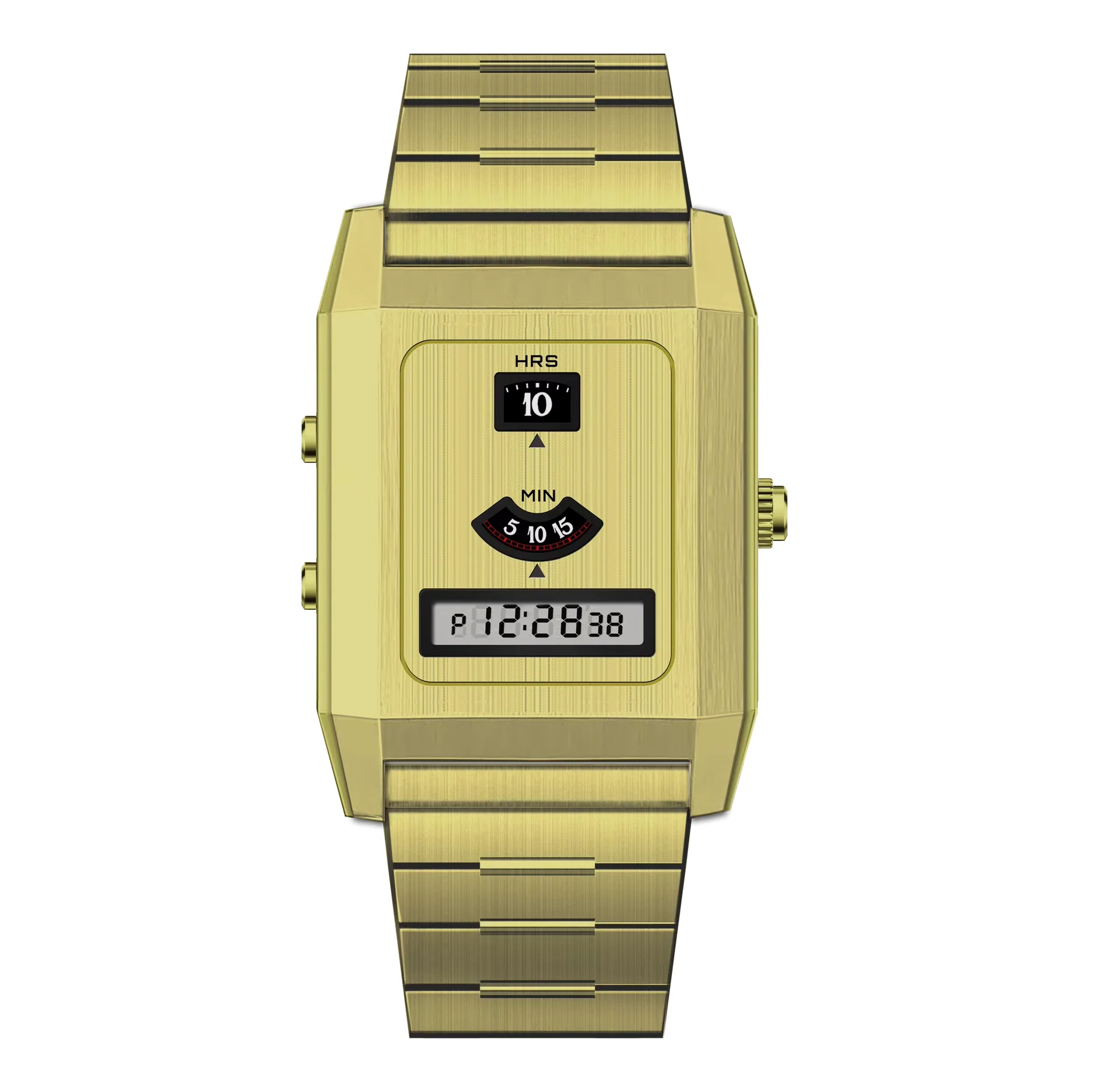C-0PO Couple's Retro Digital Watch LCD Display, Vintage Futuristic Design - Adjustable Strap Daily Casual Matching Timepiece