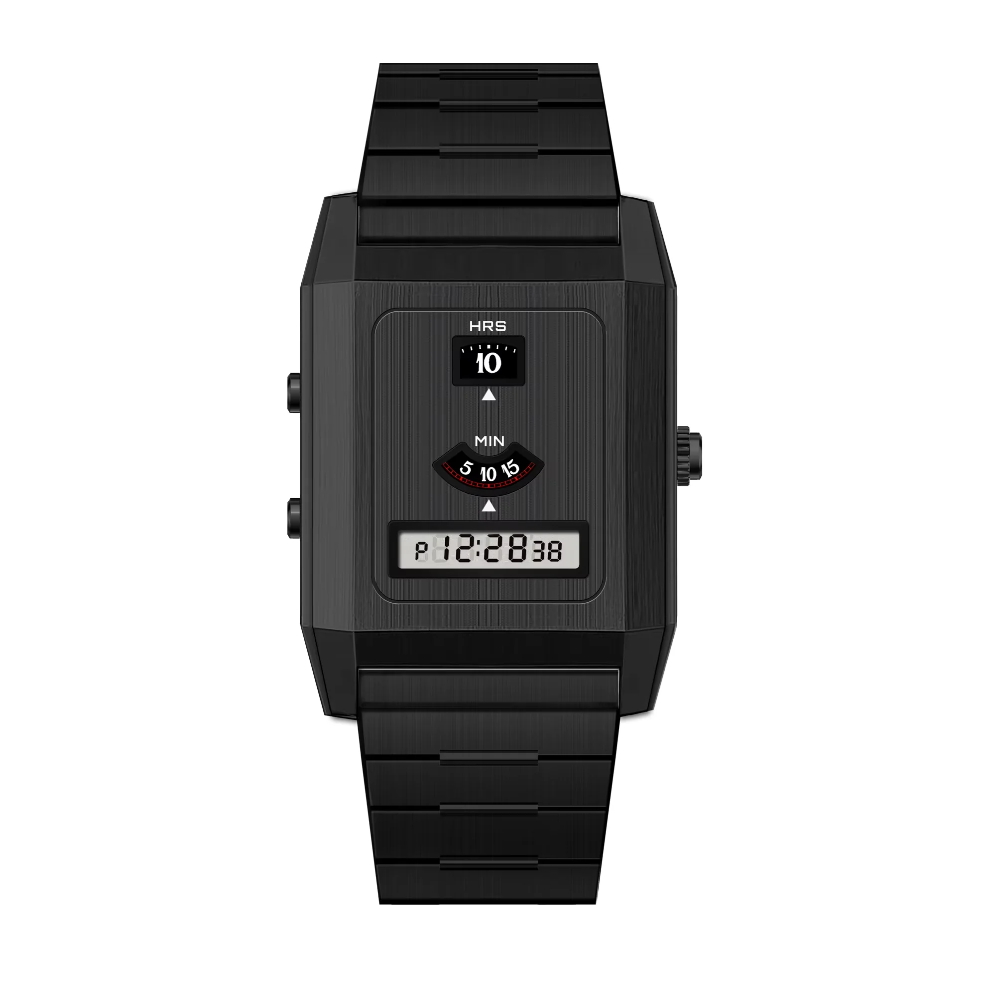 C-0PO Couple's Retro Digital Watch LCD Display, Vintage Futuristic Design - Adjustable Strap Daily Casual Matching Timepiece