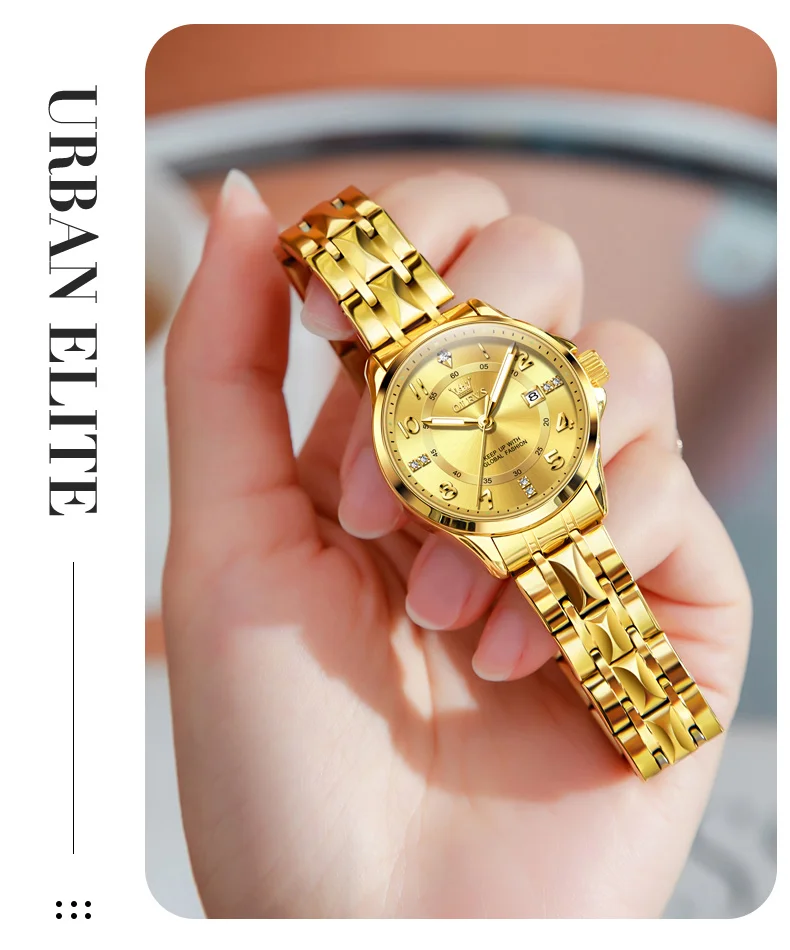 OLEVS High Quality Luxury Fashion Quartz Watches for Couple Original Stainless Steel Calendar Luminous Waterproof Couple Watches