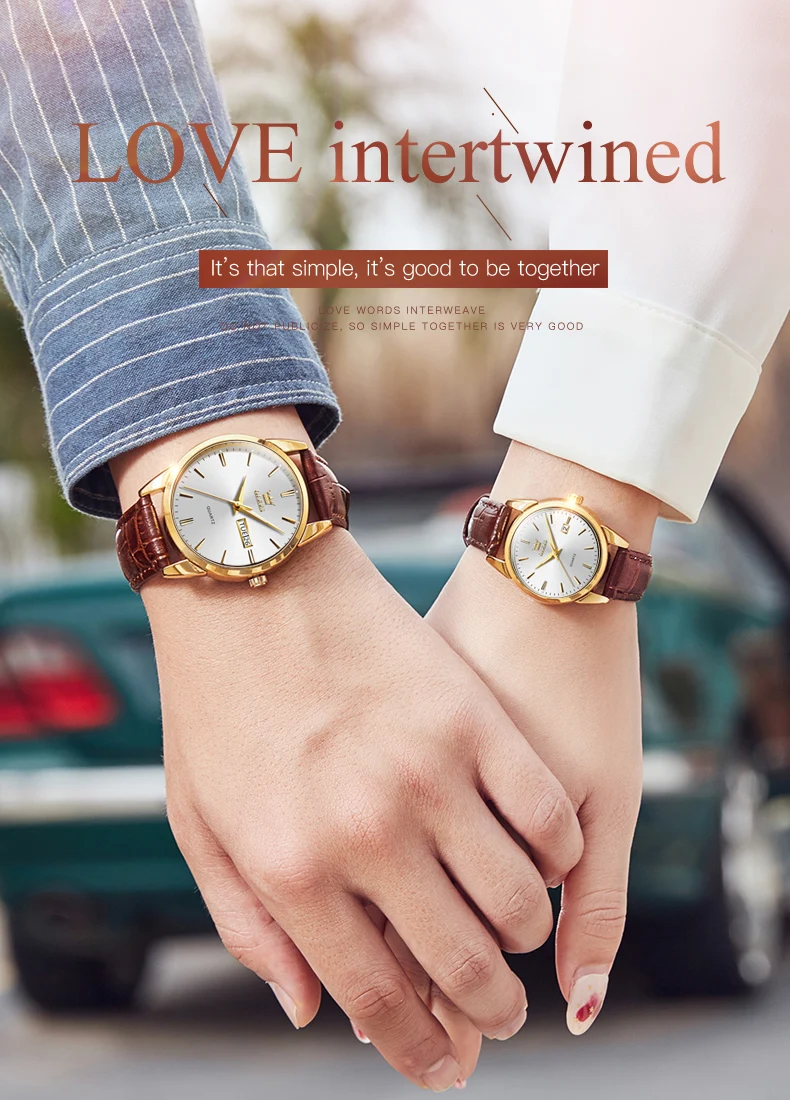 OLEVS 6898 Couple Watches Luxury Original Fashion Brand Waterproof Luminous Quartz Wristwatch Calendar Design For Date Sport