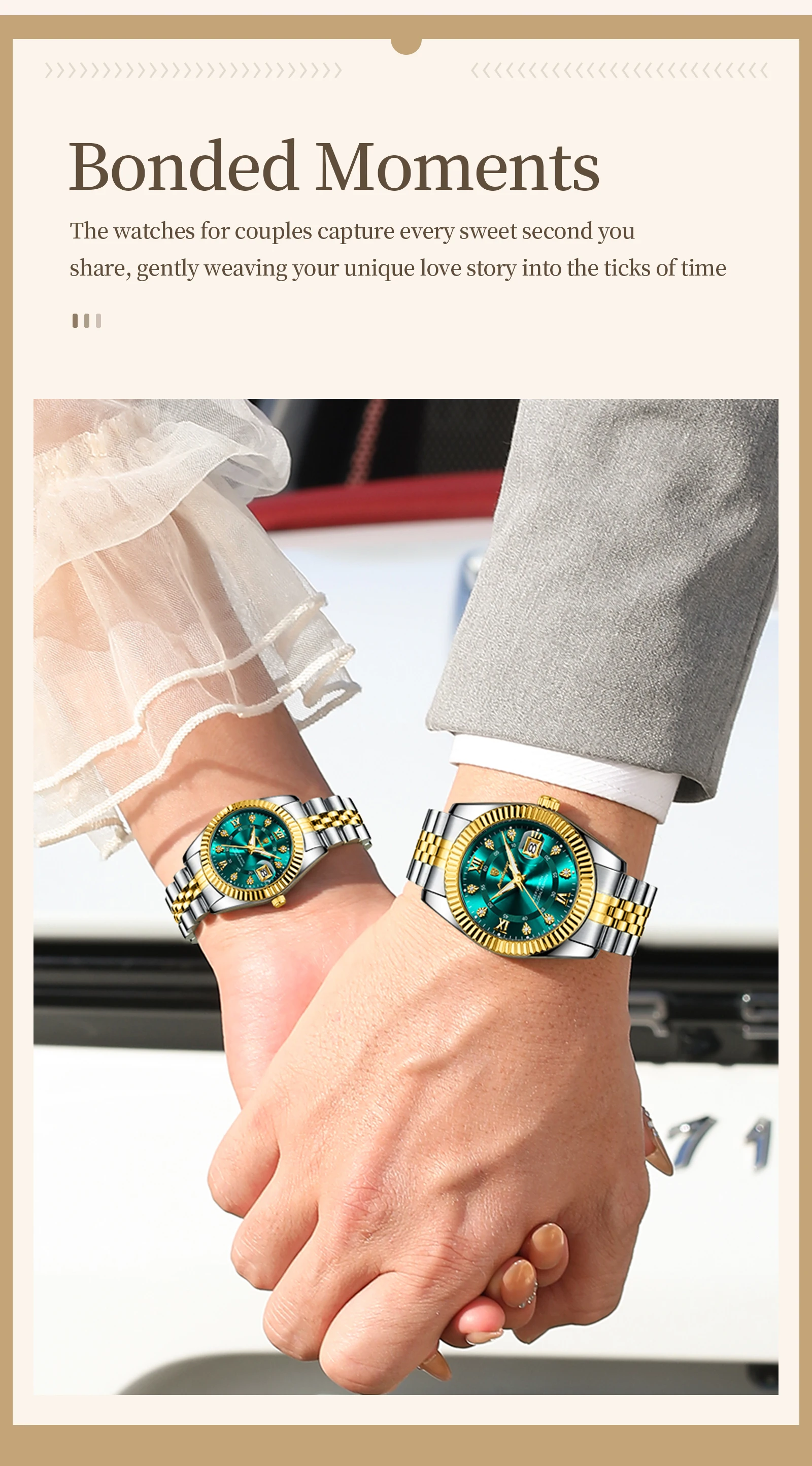 POEDAGAR Casual Couple's Watches Luminous Date Watches For Couple Quartz Stainless Steel Fashion Couple Watch Love Gift Set+Box