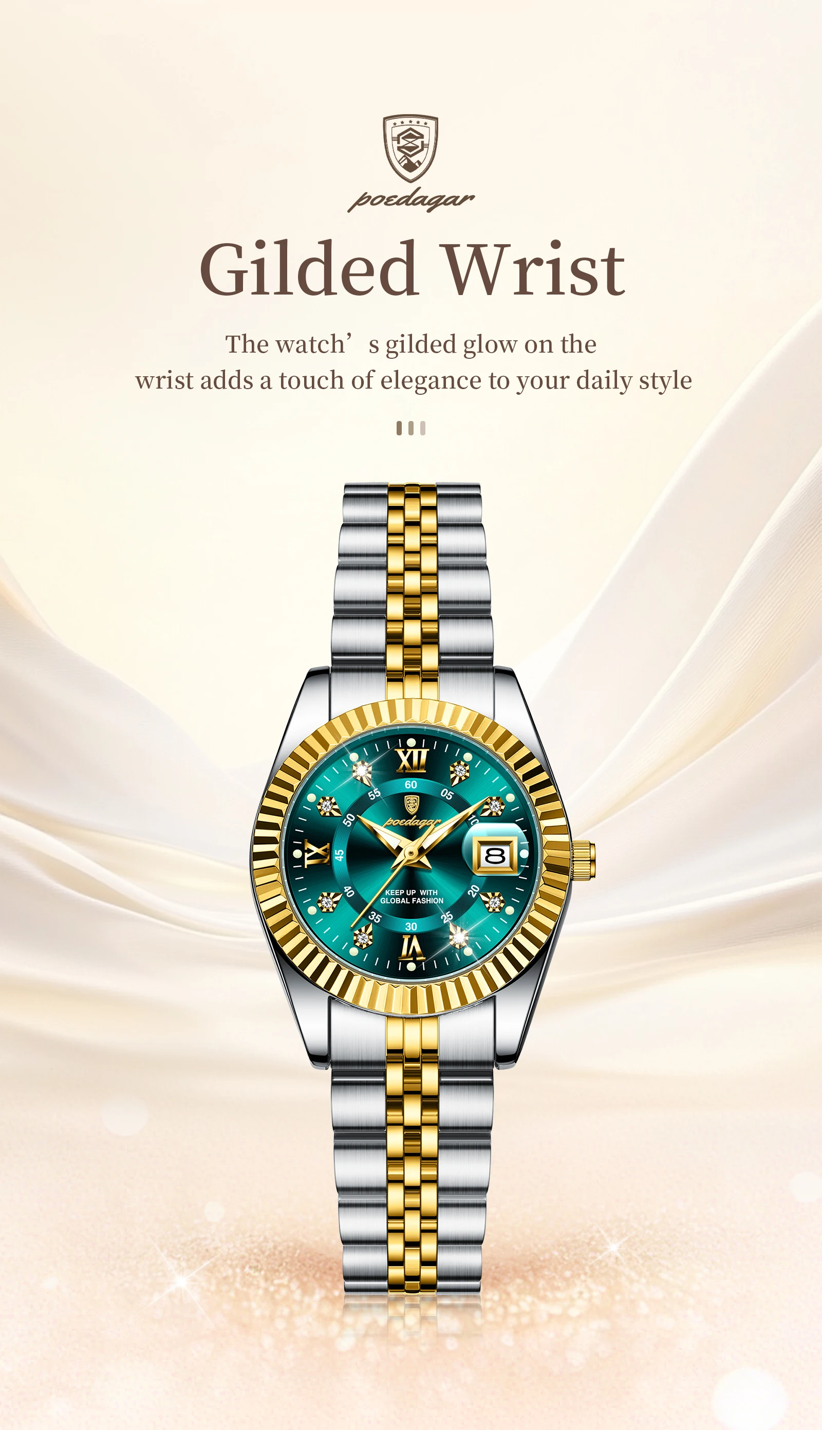 POEDAGAR Casual Couple's Watches Luminous Date Watches For Couple Quartz Stainless Steel Fashion Couple Watch Love Gift Set+Box